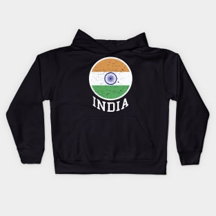 India Flag Logo Tricolor with Ashoka Chakra Desi Indian Kids Hoodie